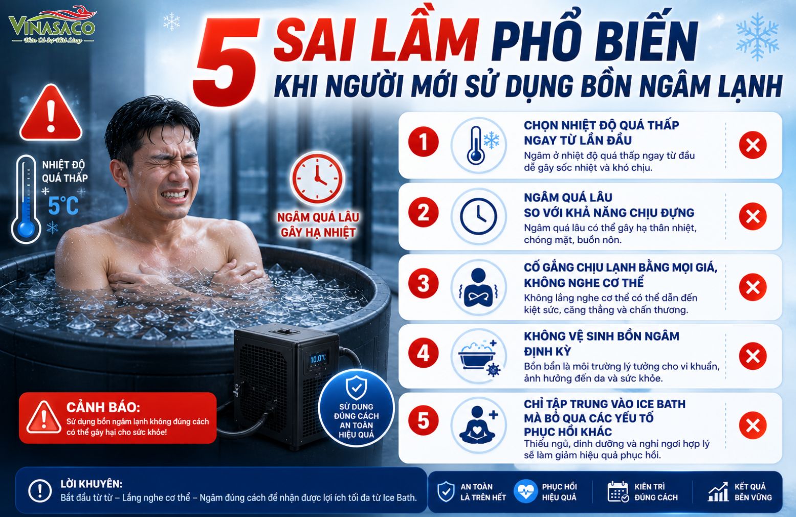 Những sai lầm thường gặp khi sử dụng bồn ngâm lạnh