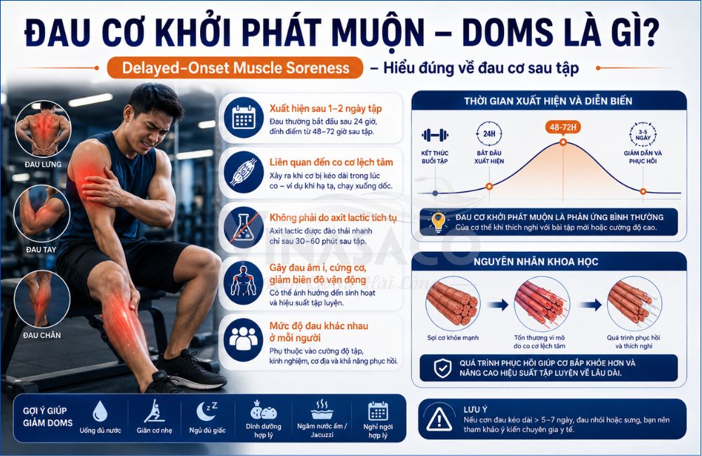 Đau cơ khởi phát muộn DOMS sau tập luyện