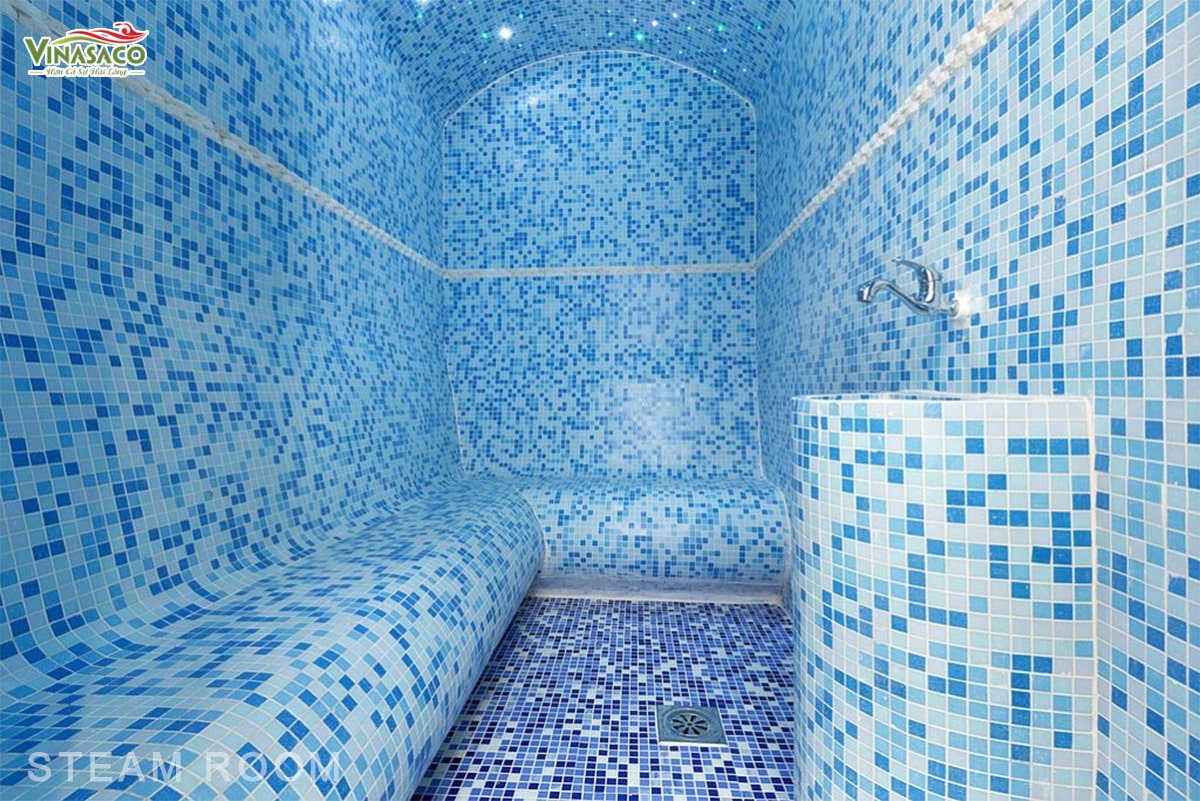 Phòng xông hơi ướt sử dụng gạch mosaic