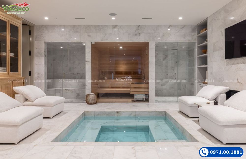 Khu onsen kết hợp bể sục, xông ướt, xông khô và phòng tắm