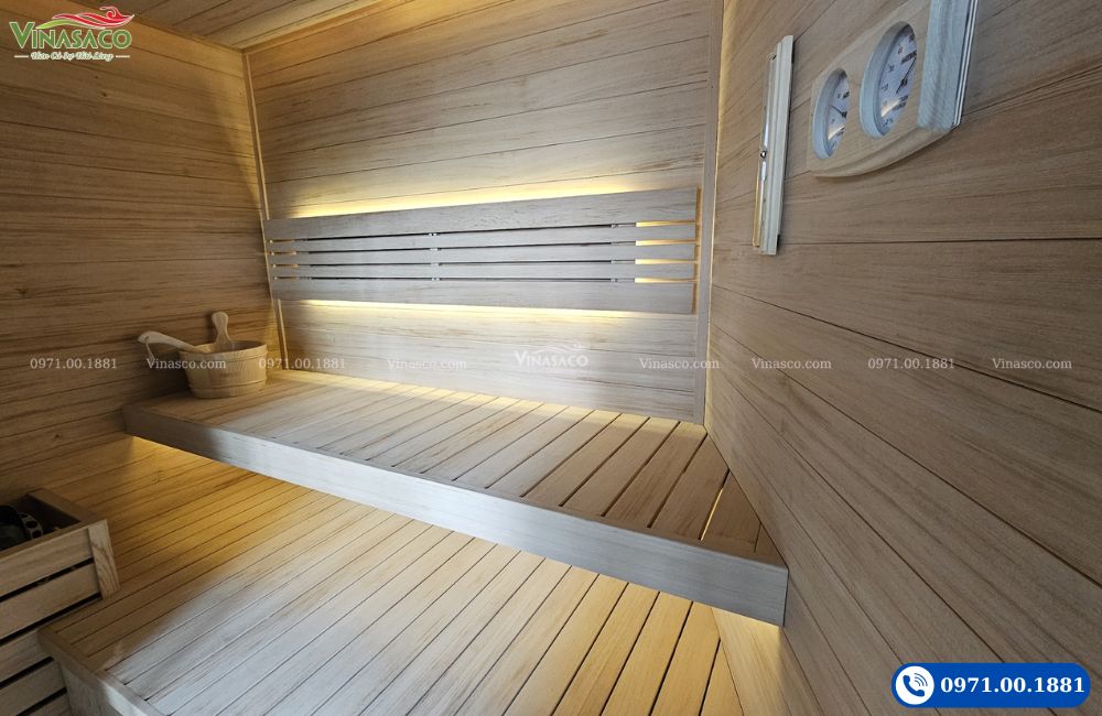 Phòng xông hơi khô sử dụng gỗ Ngọc Am cao cấp