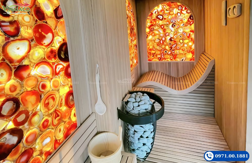 Phòng Xông Hơi Đá Agate Xuyên Sáng – Xu Hướng Thiết Kế Spa &amp; Gia Đình Sang Trọng Năm 2026
