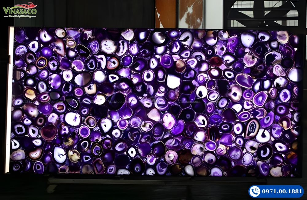 Đá Agate xuyên sáng màu tím cao cấp cho phòng xông hơi