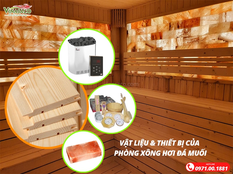 Các vật liệu và thiết bị để thi công phòng xông đá muối hồng ngoại