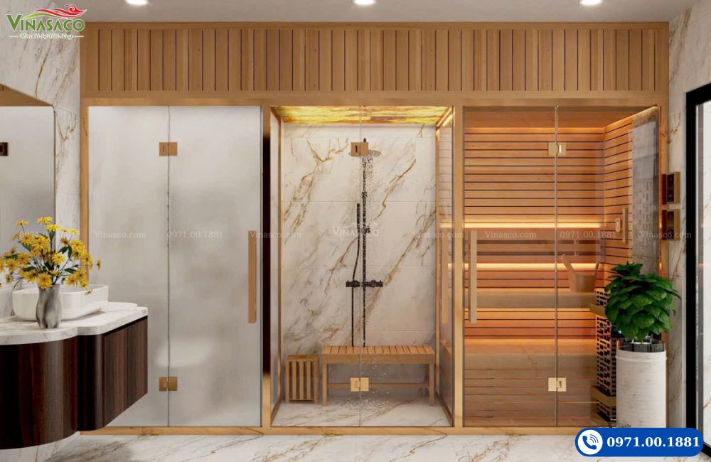 Mẫu thiết kế combo phòng xông khô và ướt