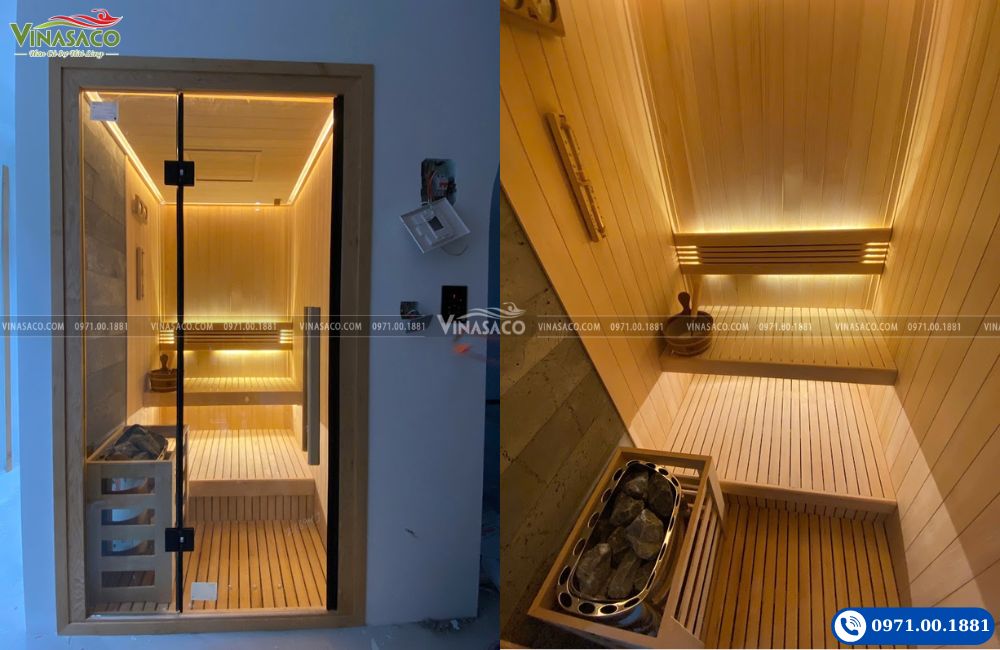 Phòng xông hơi khô sauna gỗ Hemlock