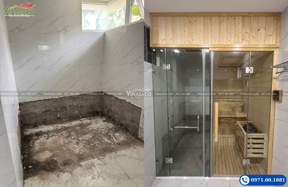 Thiết kế thi công phòng sauna theo hiện trạng thực tế Vinasaco