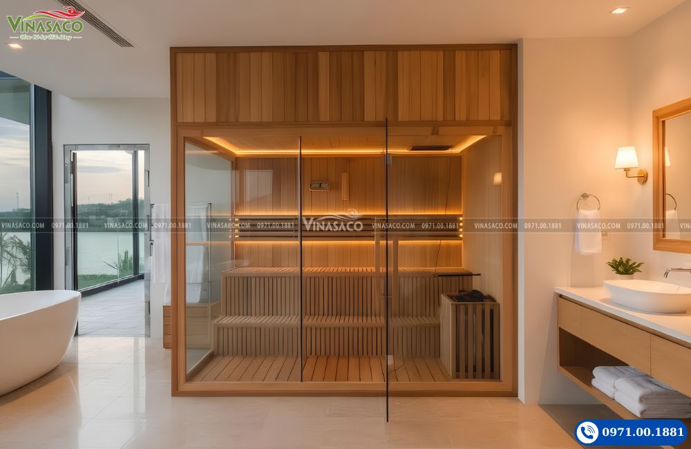 Phòng sauna thiết kế theo yêu cầu hoàn thiện
